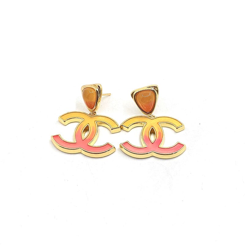 18K Chanel Classic Peach Dangle Earrings