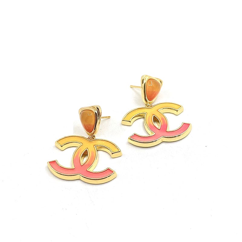 18K Chanel Classic Peach Dangle Earrings