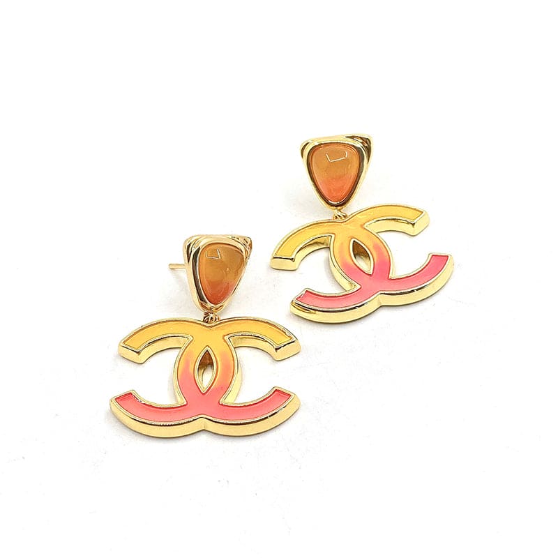 18K Chanel Classic Peach Dangle Earrings