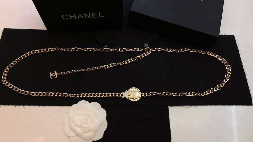 18K Chanel Rhinestone Star Chain Necklace