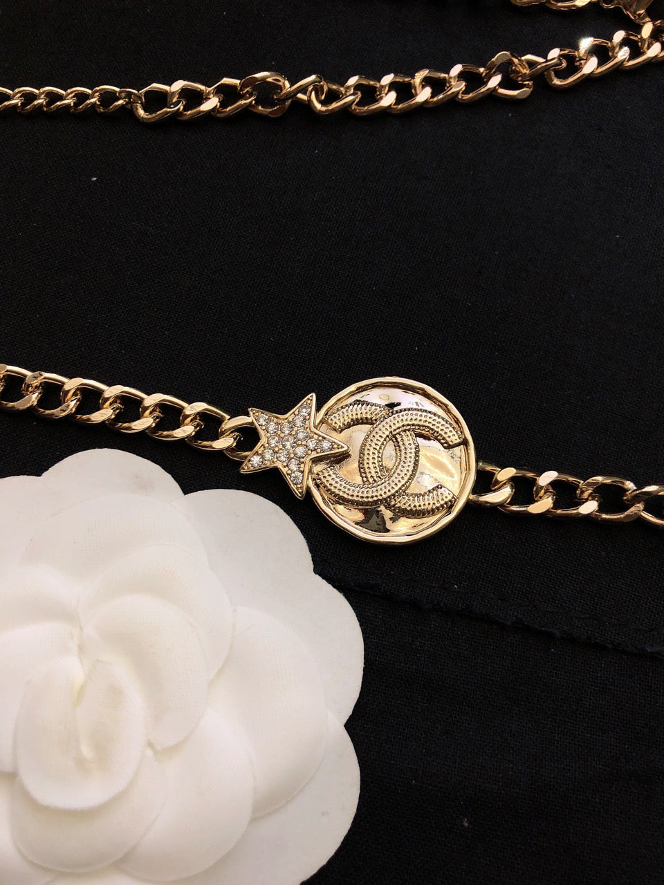 18K Chanel Rhinestone Star Chain Necklace