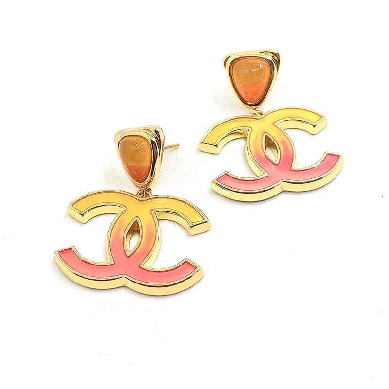 18K Chanel Classic Peach Dangle Earrings