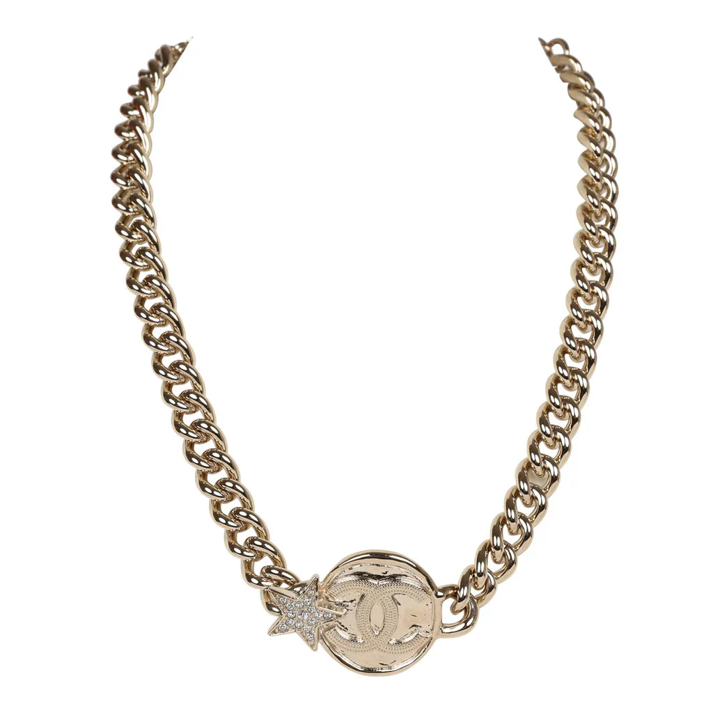 18K Chanel Rhinestone Star Chain Necklace