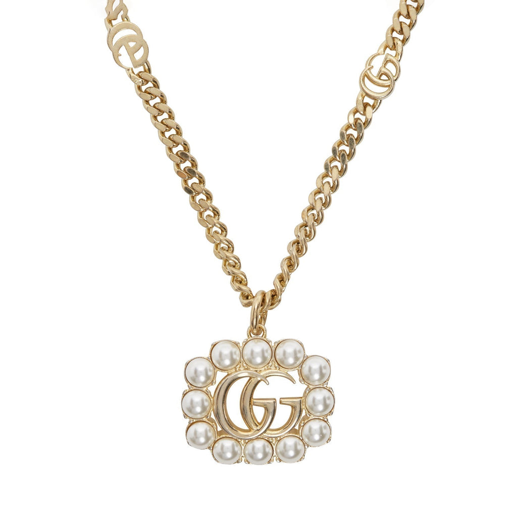 18K Gucci Double Pearl Double Gucci Necklace