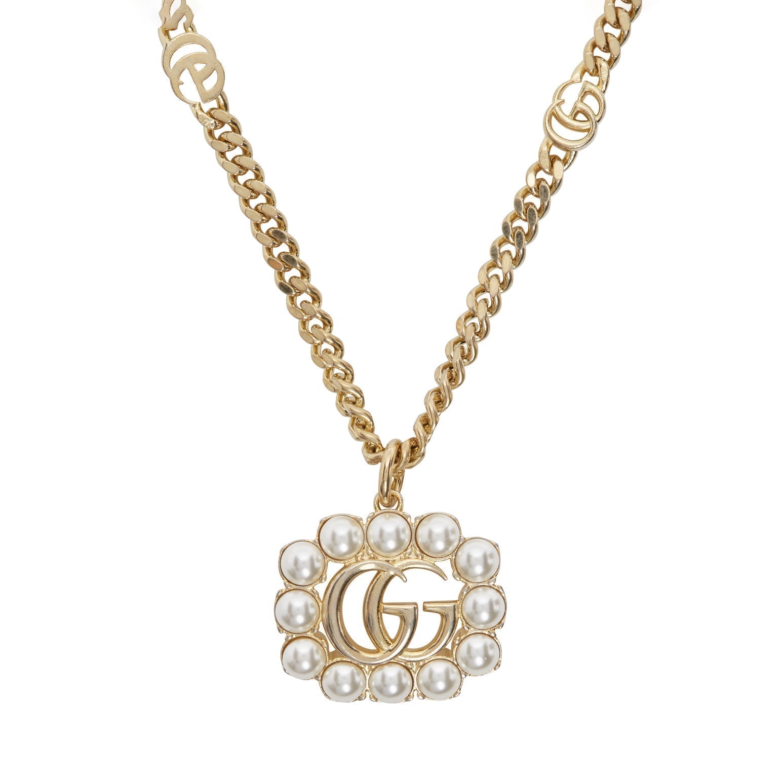 18K Gucci Double Pearl Double Gucci Necklace