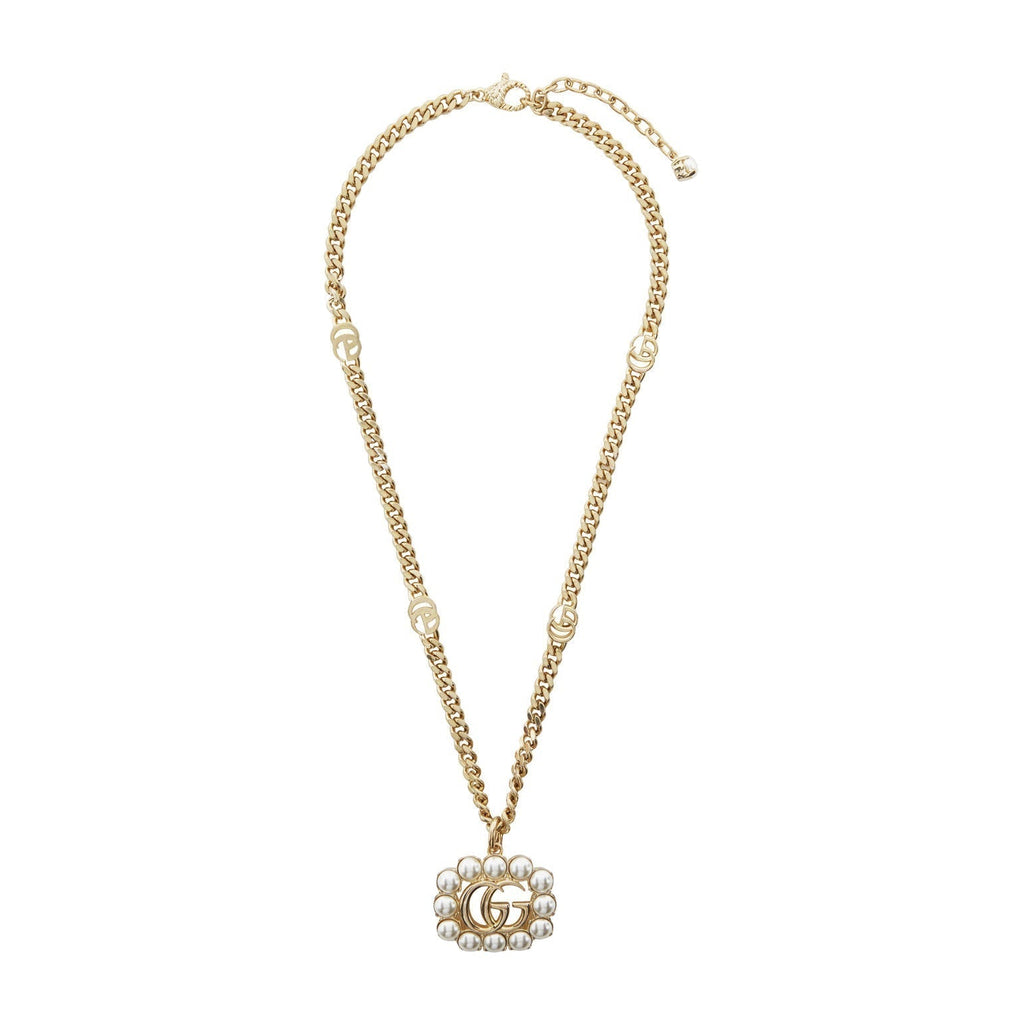 18K Gucci Double Pearl Double Gucci Necklace