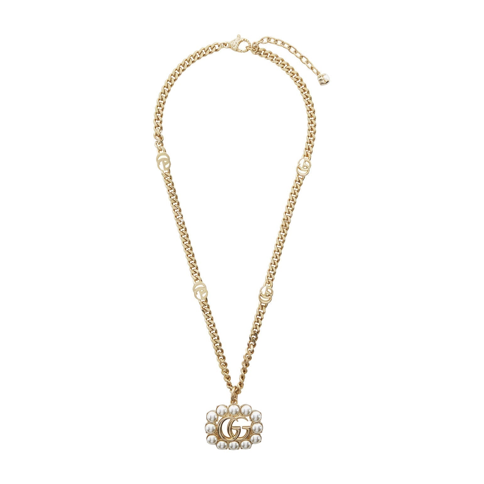 18K Gucci Double Pearl Double Gucci Necklace