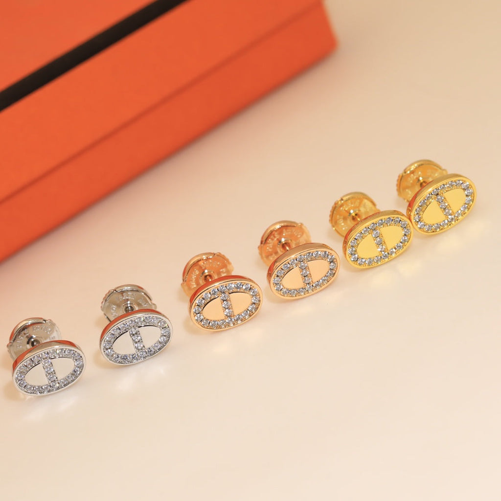 18K Hermes Mini Farandole Diamond Earrings