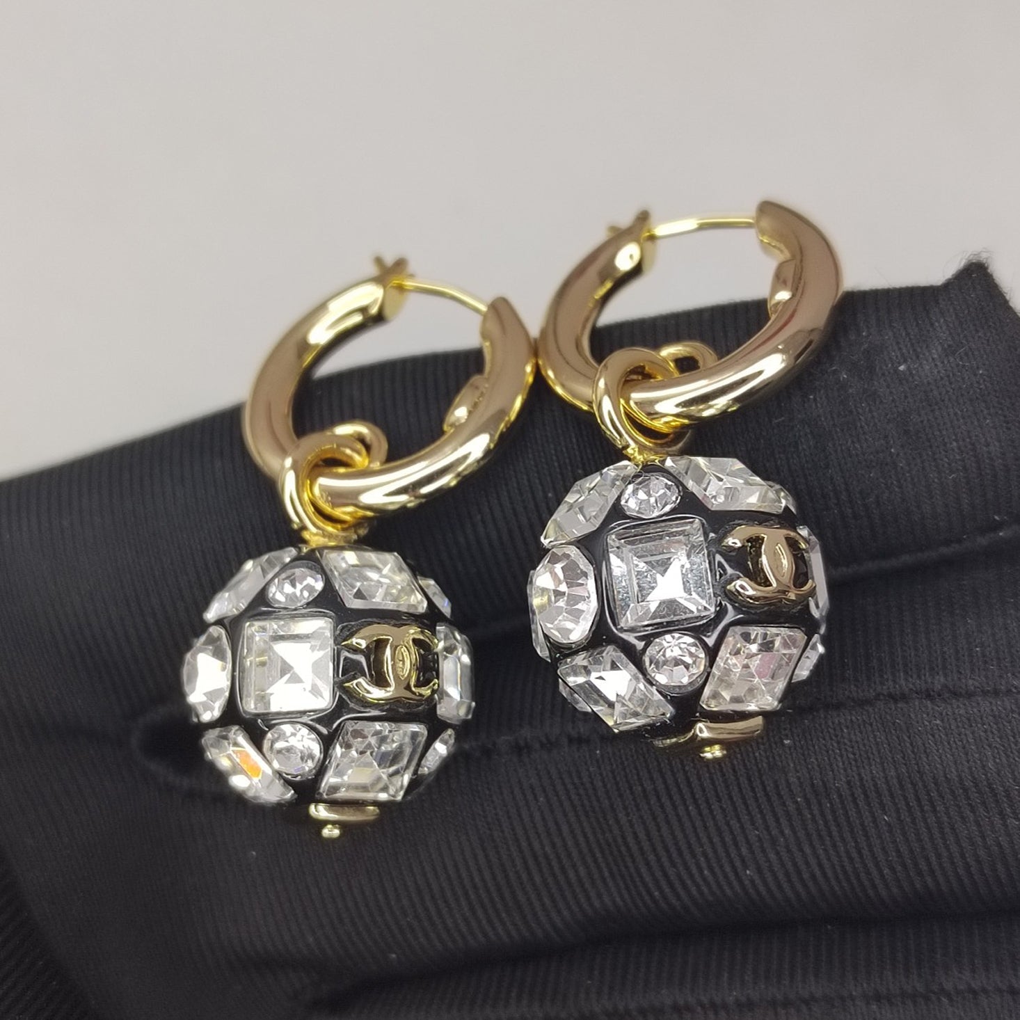 18K Chanel Ball Crystals Earrings