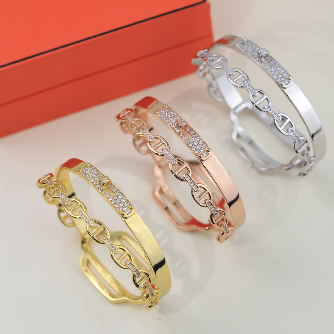 18K Hermes Kelly Double Tour Diamond Bracelet