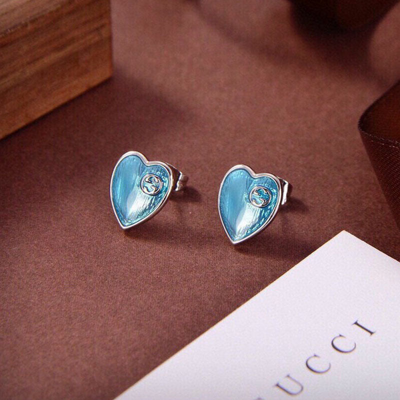 18K Gucci Double Blue Heart Earrings