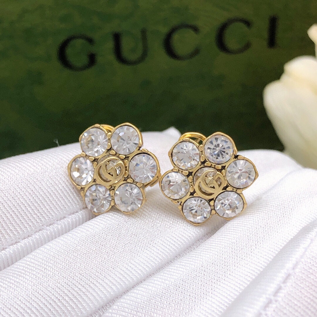 18K Gucci Double Crystals Earrings