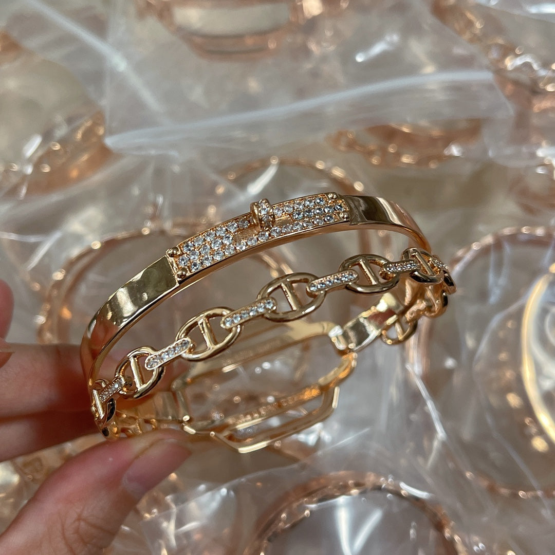 18K Hermes Kelly Double Tour Diamond Bracelet