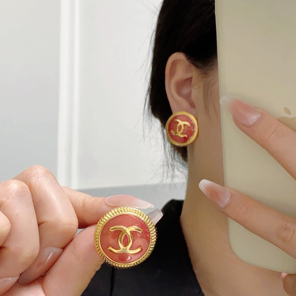 18K Chanel Red Earrings