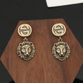 18K Gucci Double Lion Pendant Earrings