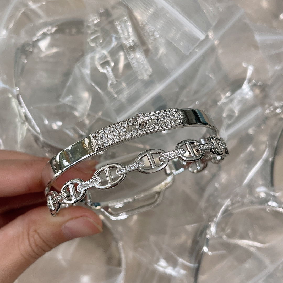 18K Hermes Kelly Double Tour Diamond Bracelet