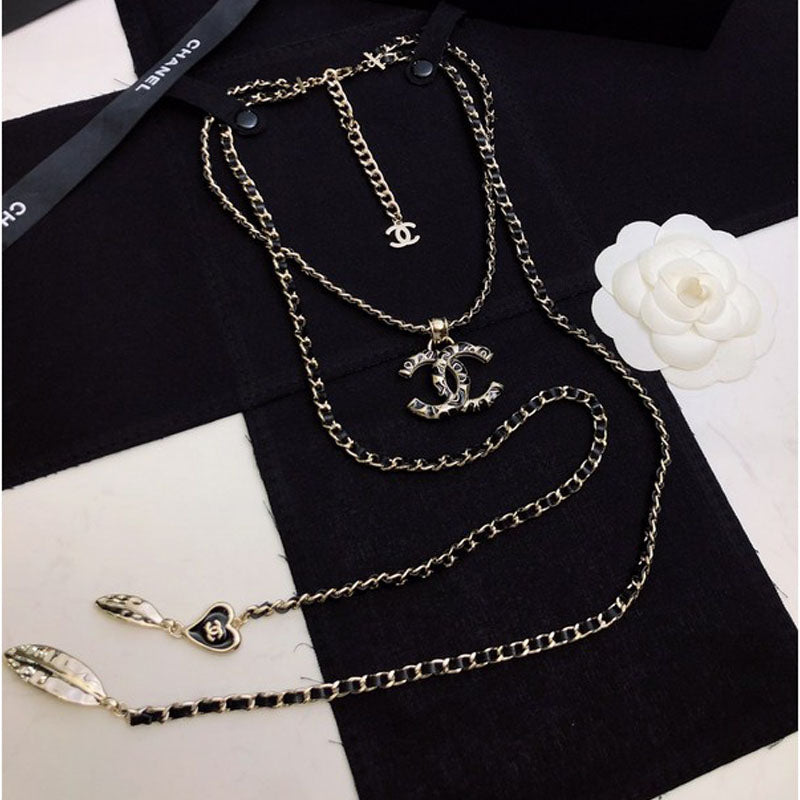 18K Chanel Long Leather Necklace