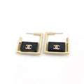 18K Chanel Black Bag Pendant Earrings