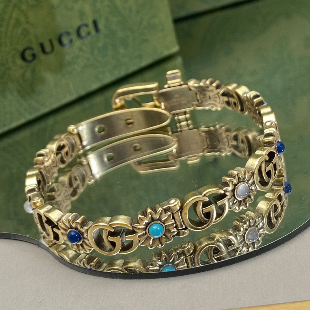 18K Gucci Double Flowers Bracelet