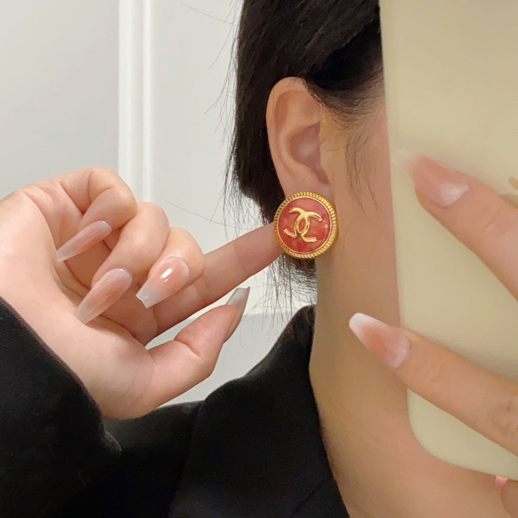 18K Chanel Red Earrings