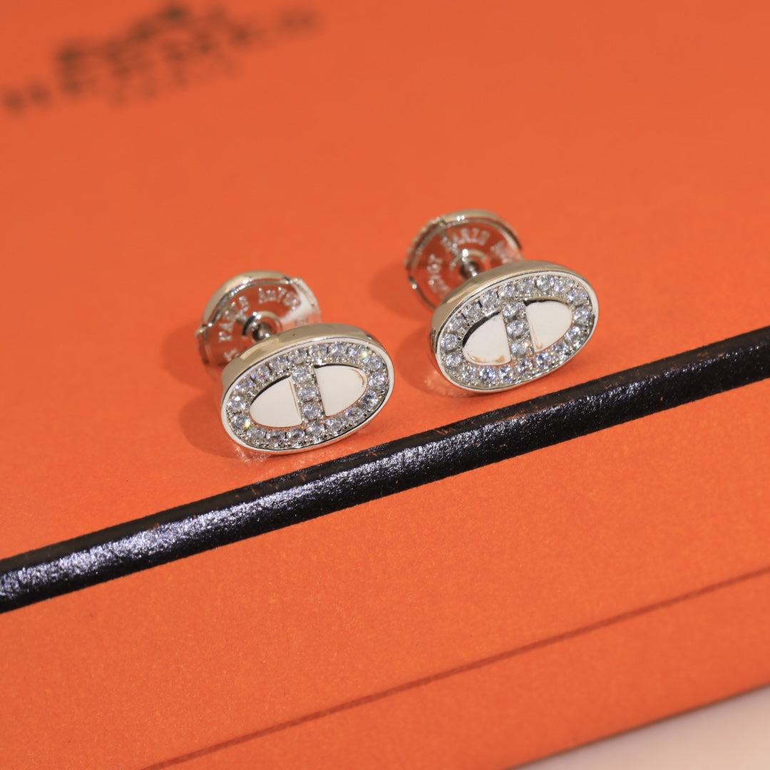 18K Hermes Mini Farandole Diamond Earrings