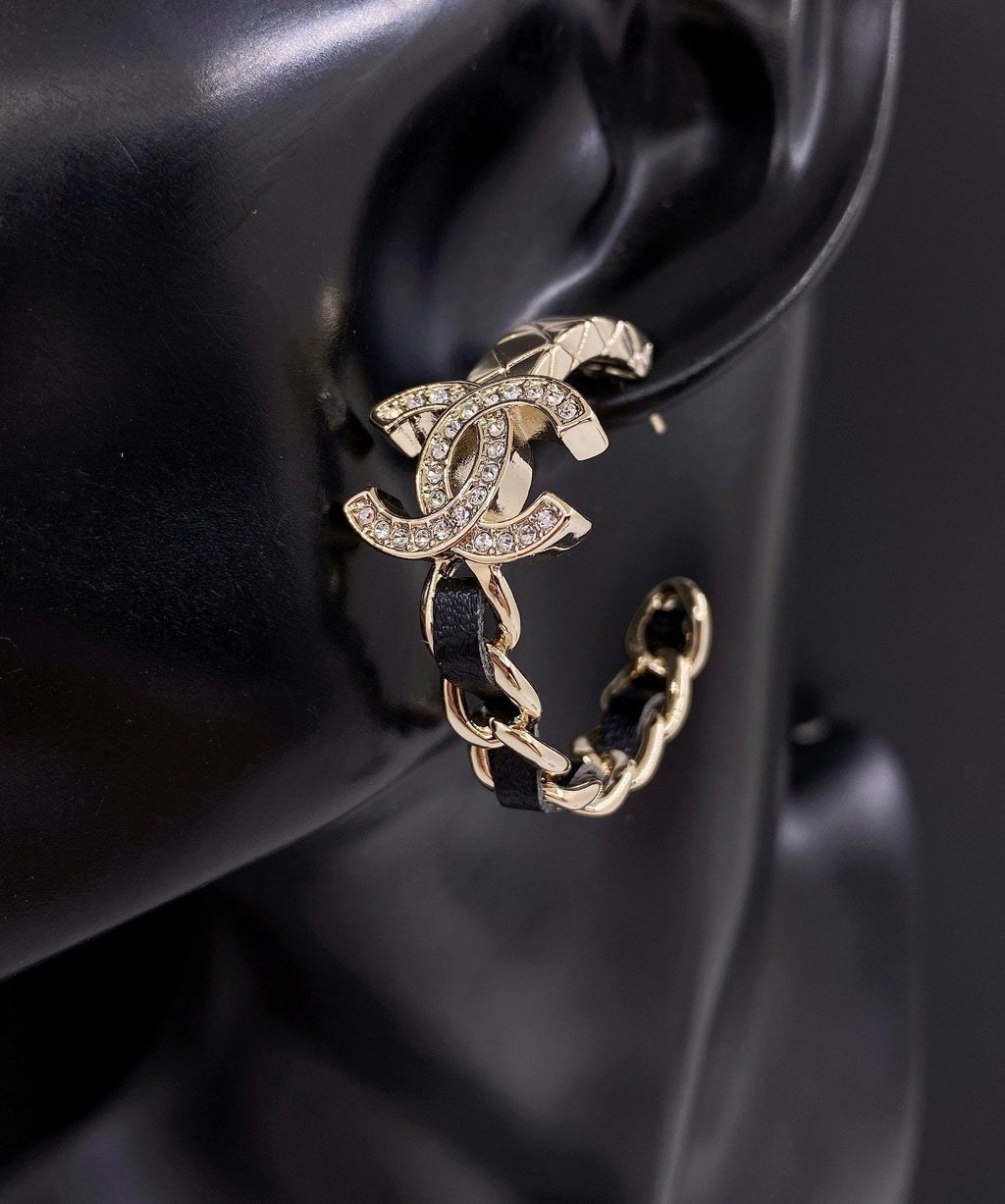 18K Chanel Black Open Earrings
