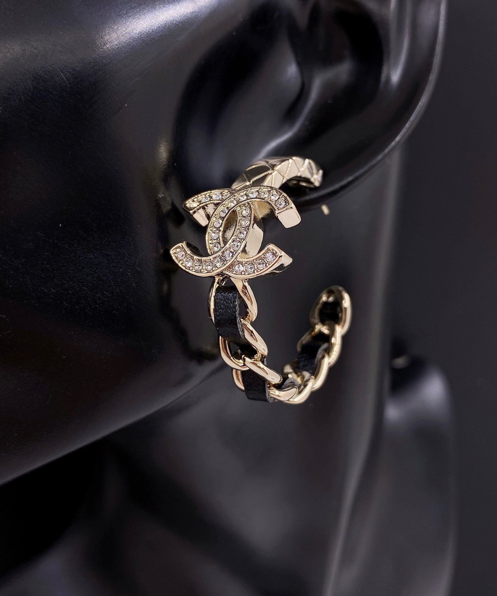 18K Chanel Black Open Earrings