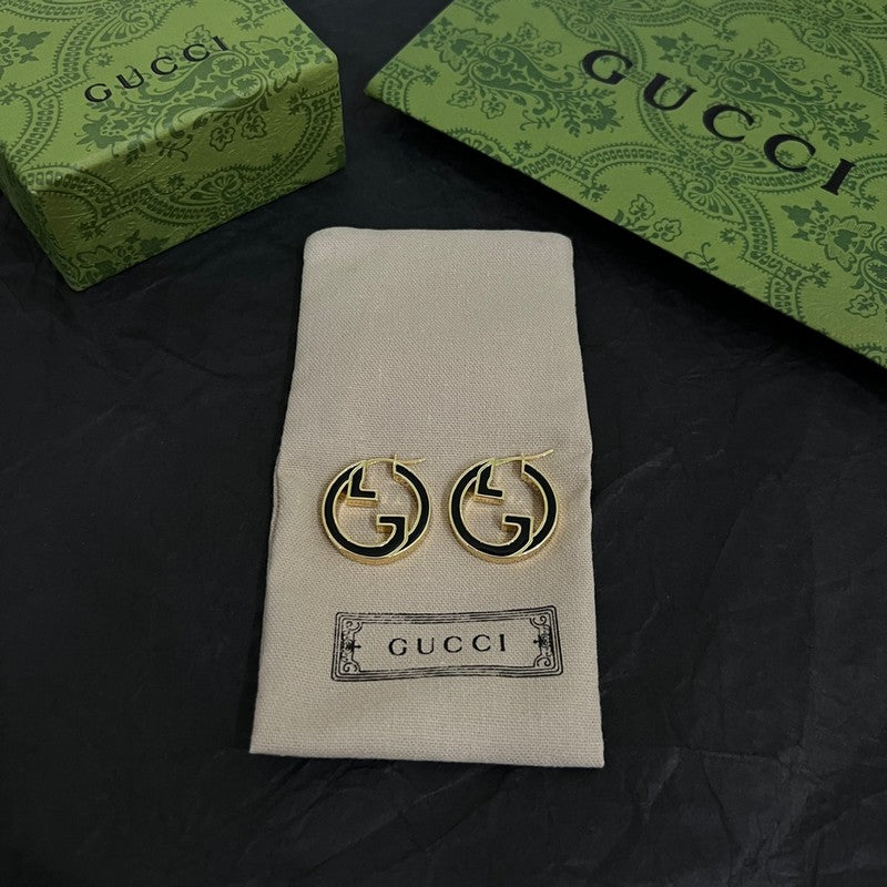 18K Gucci Double Color Hollow Earrings