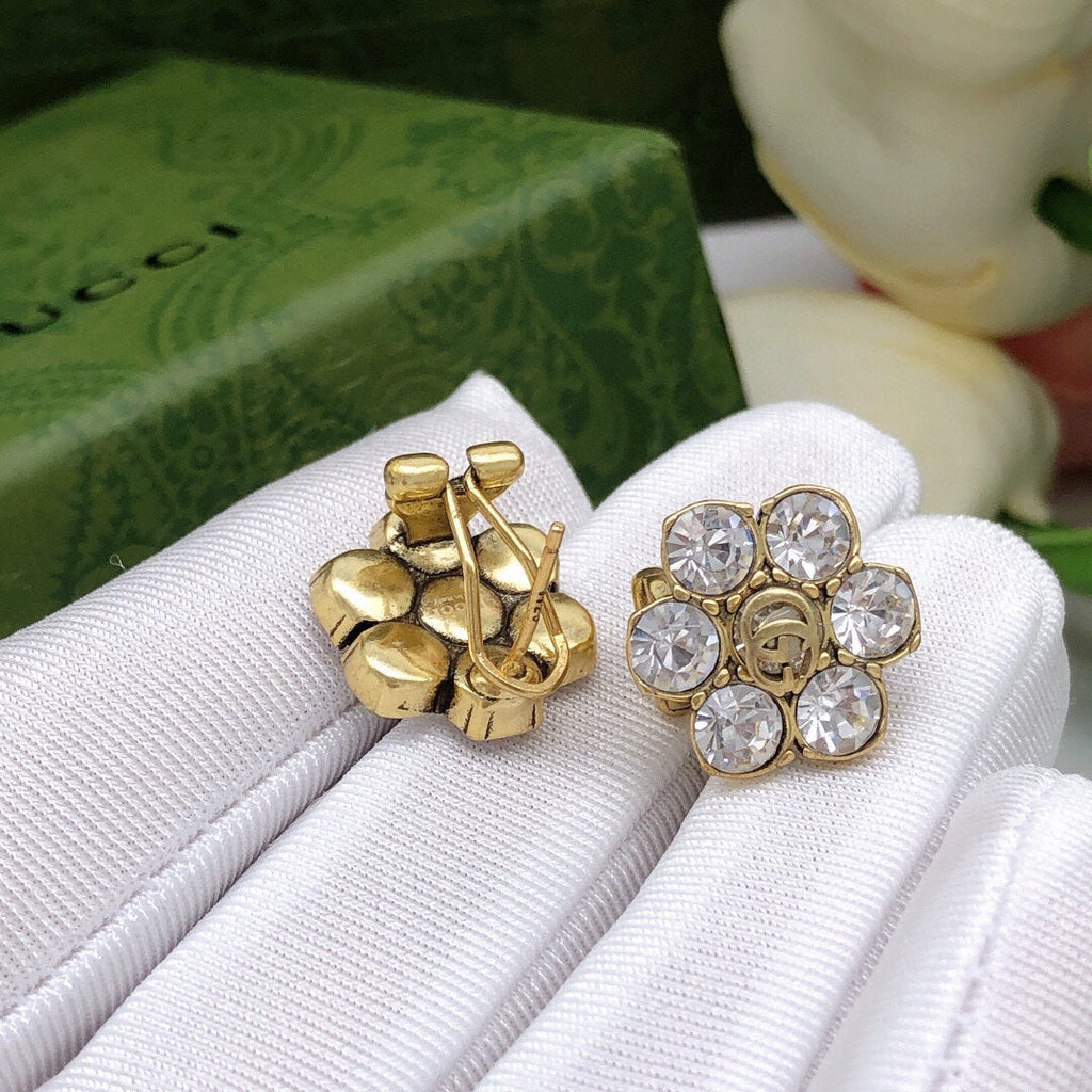 18K Gucci Double Crystals Earrings