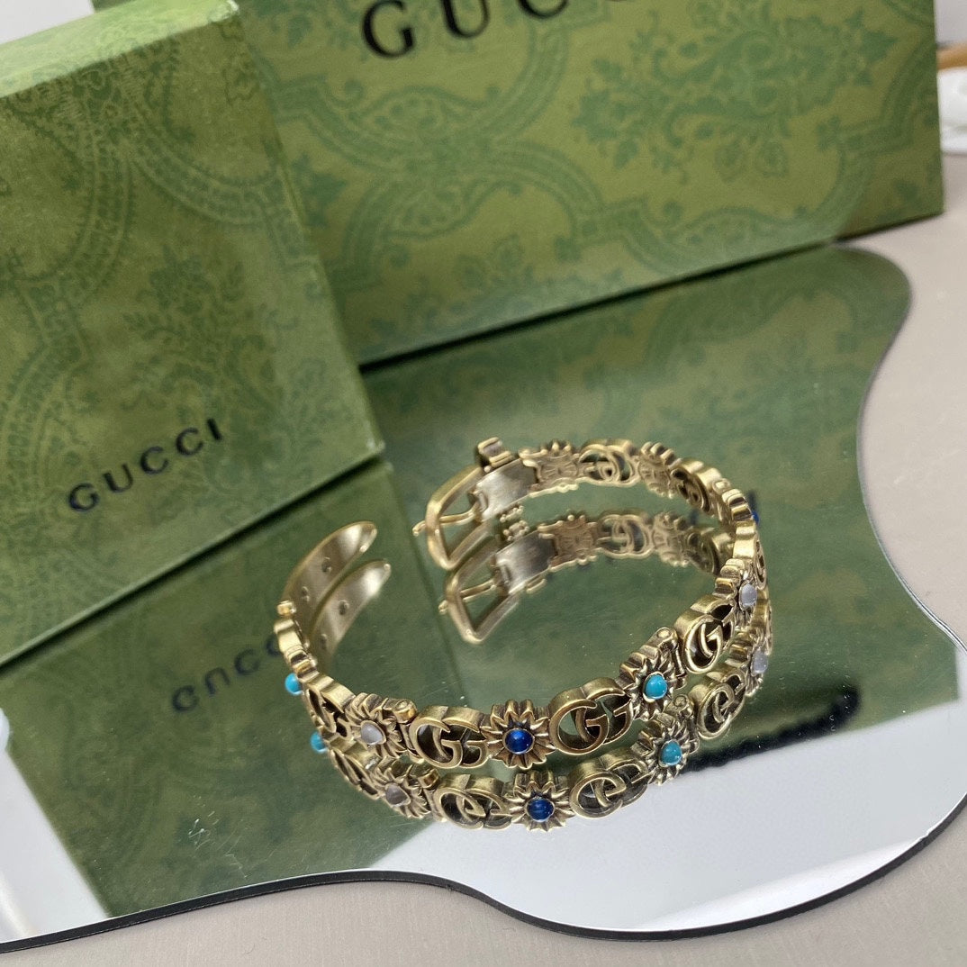 18K Gucci Double Flowers Bracelet