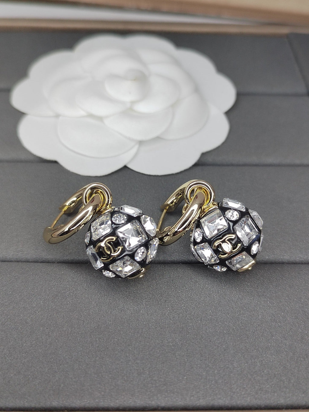 18K Chanel Ball Crystals Earrings