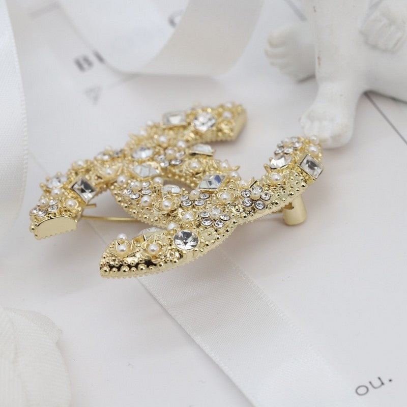 18K Chanel Crystal Gold Brooch