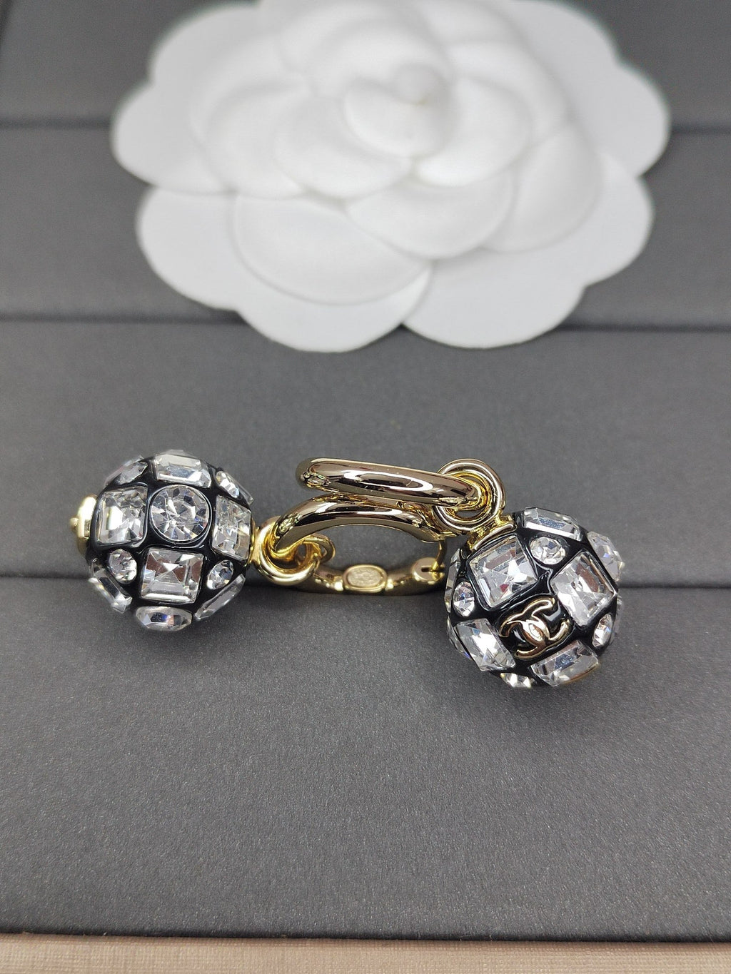 18K Chanel Ball Crystals Earrings