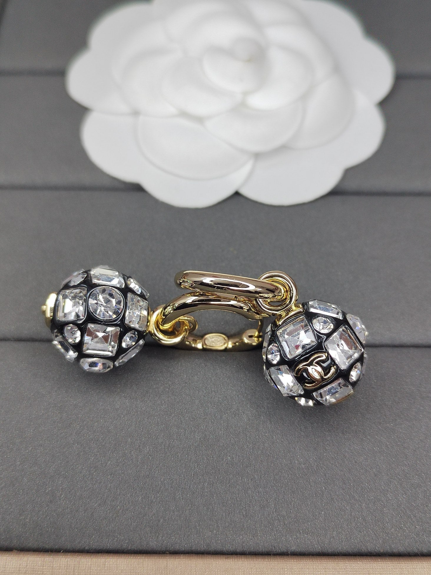 18K Chanel Ball Crystals Earrings