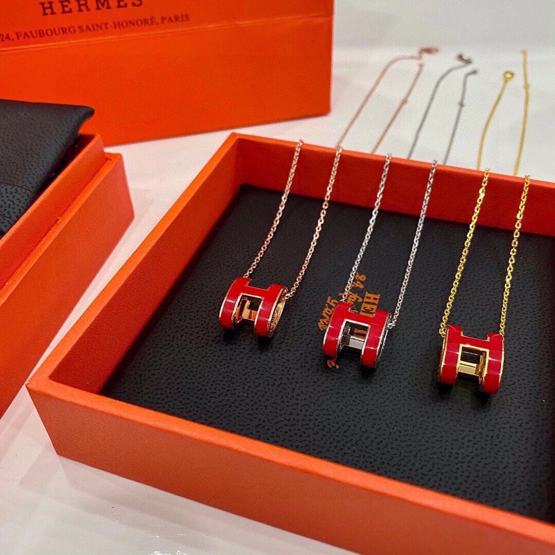 18K Hermes Mini Pop Red Necklace
