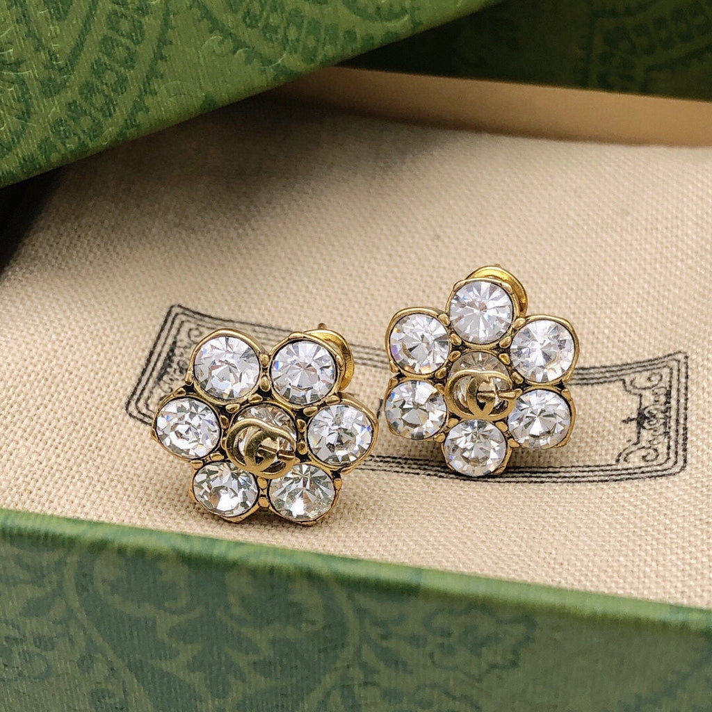 18K Gucci Double Crystals Earrings