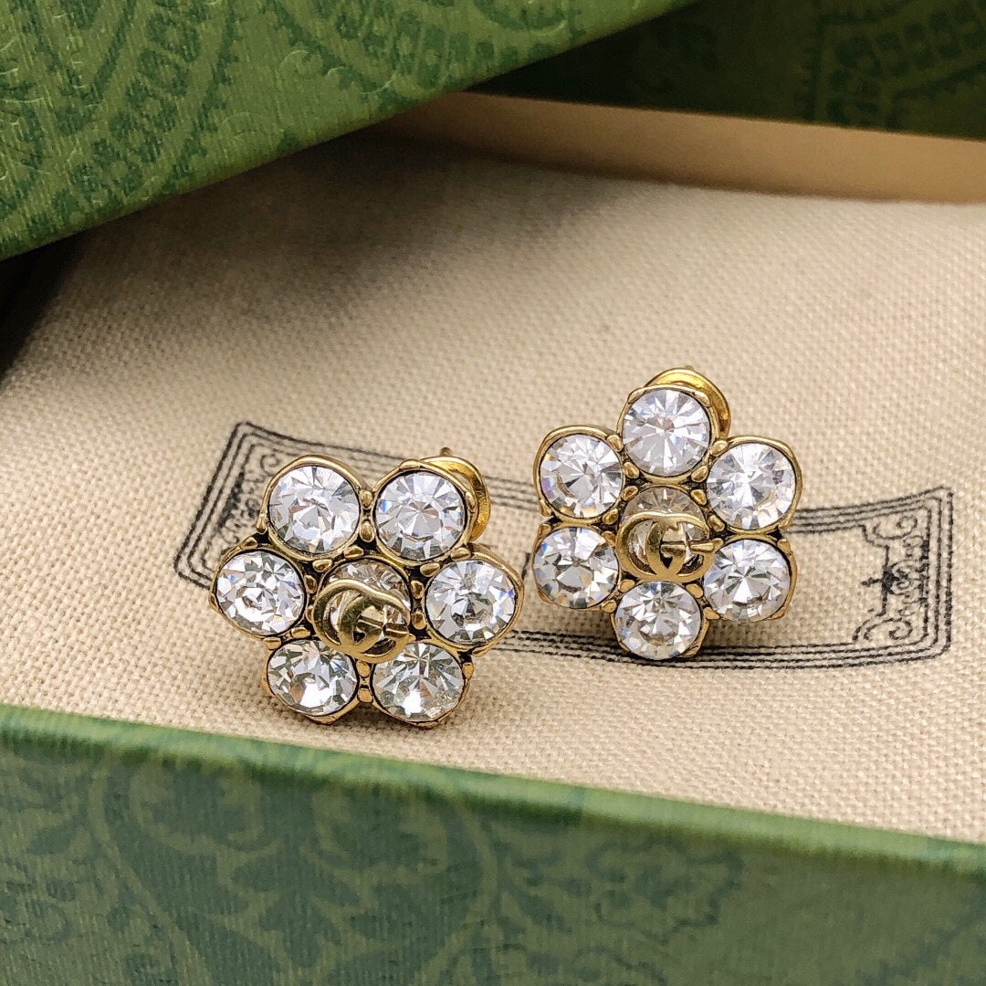 18K Gucci Double Crystals Earrings