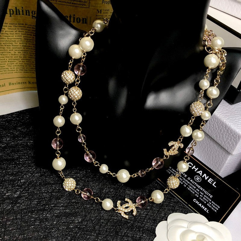 18K Chanel Black Pearl Diamond Necklace