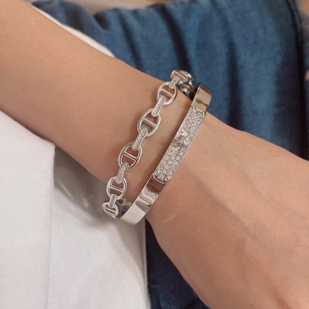 18K Hermes Kelly Double Tour Diamond Bracelet