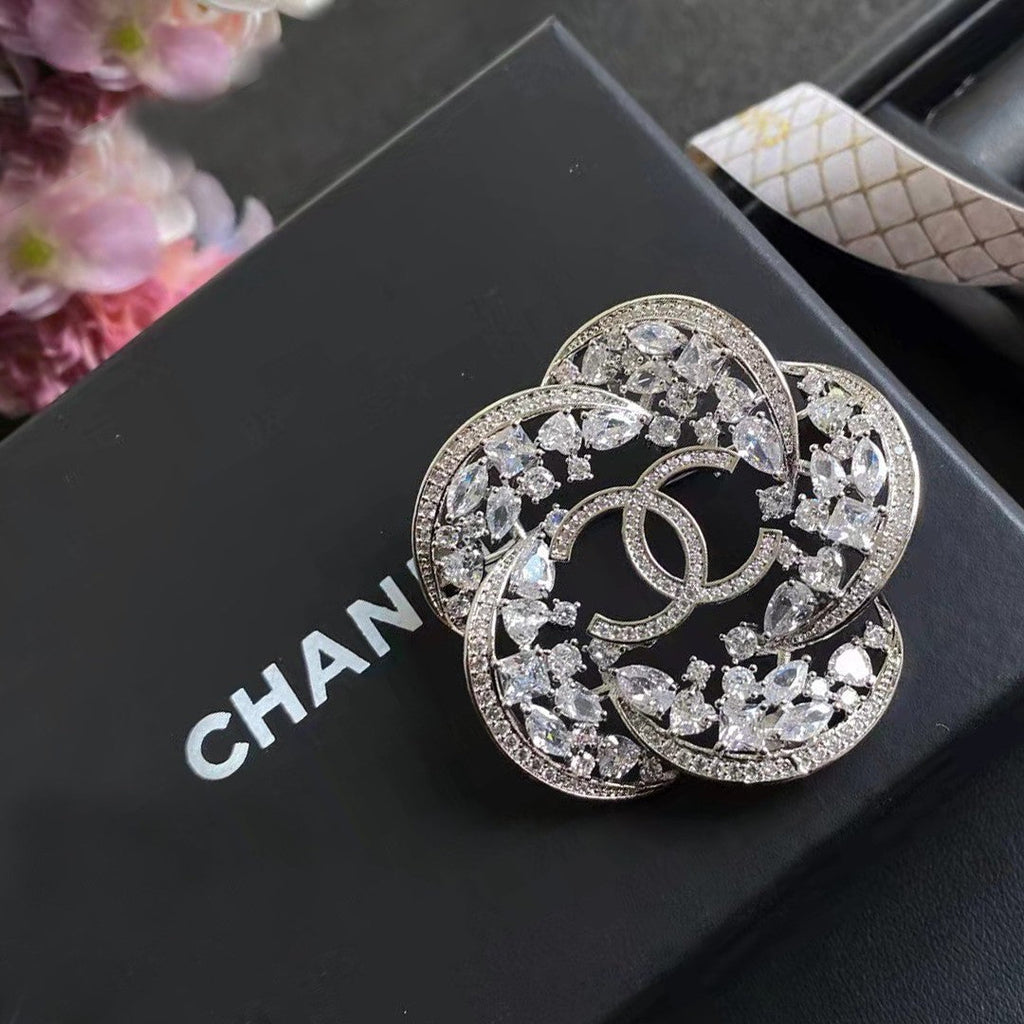18K Chanel Camellia Crystals Brooch