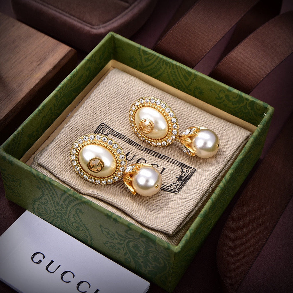 18K Gucci Double Pearl Earrings