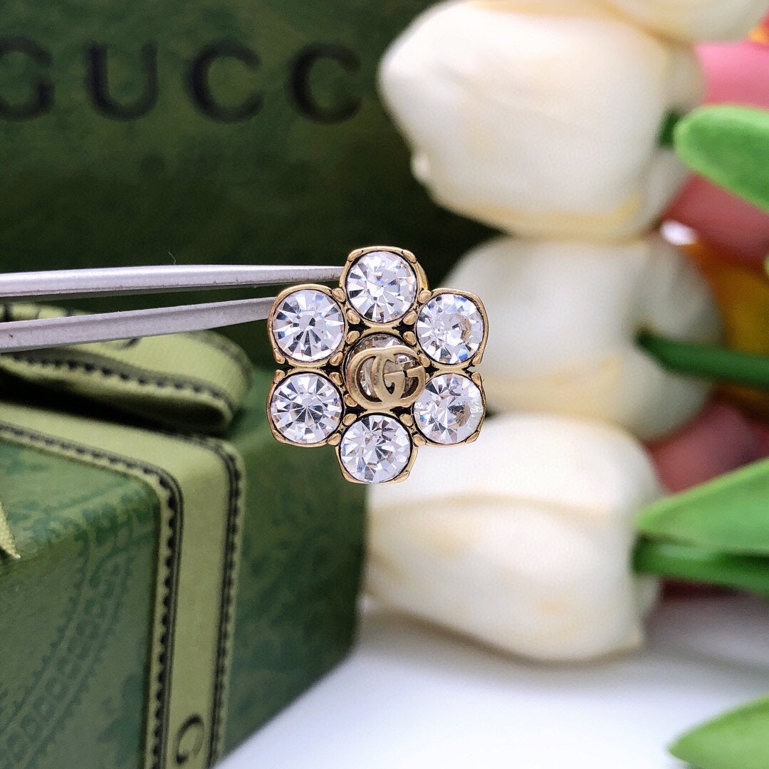 18K Gucci Double Crystals Earrings
