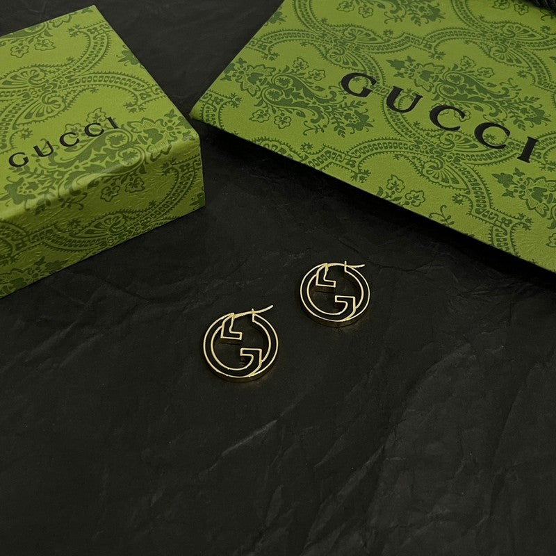 18K Gucci Double Color Hollow Earrings
