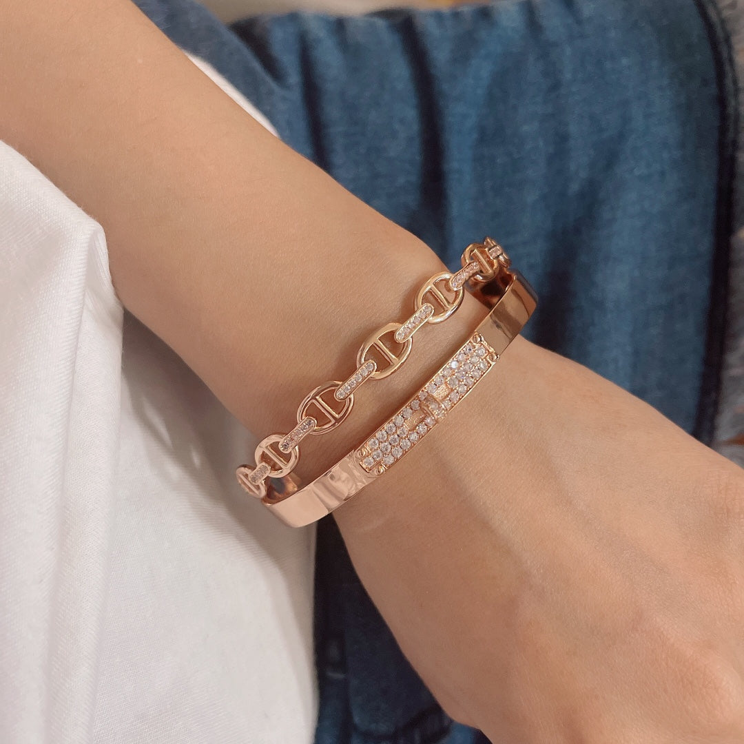 18K Hermes Kelly Double Tour Diamond Bracelet