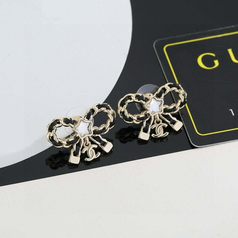 18K Chanel Butterfly Pendant Earrings