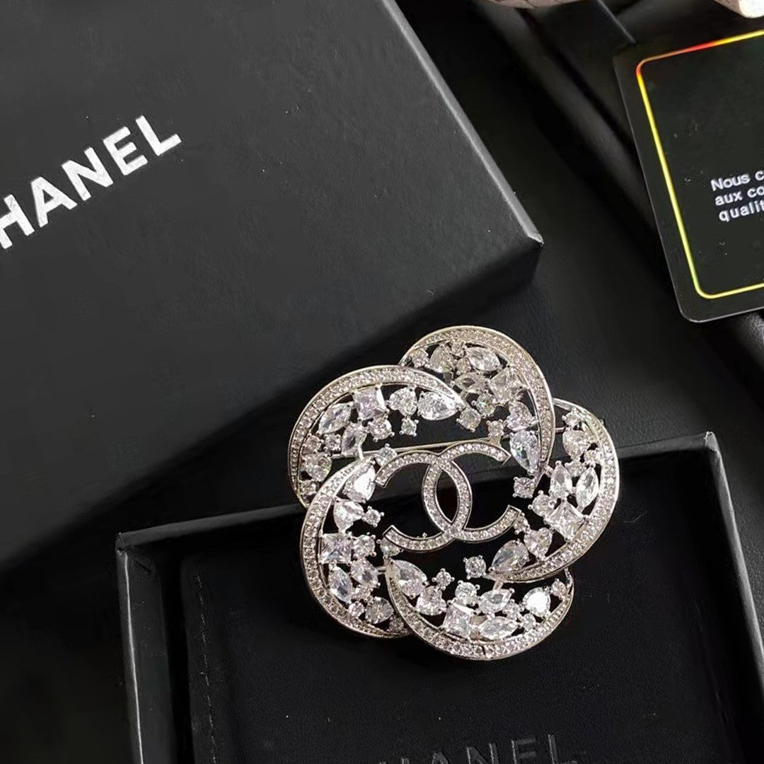 18K Chanel Camellia Crystals Brooch