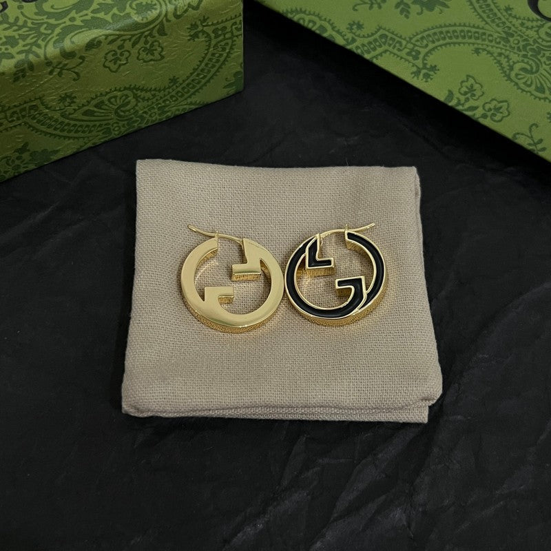 18K Gucci Double Color Hollow Earrings