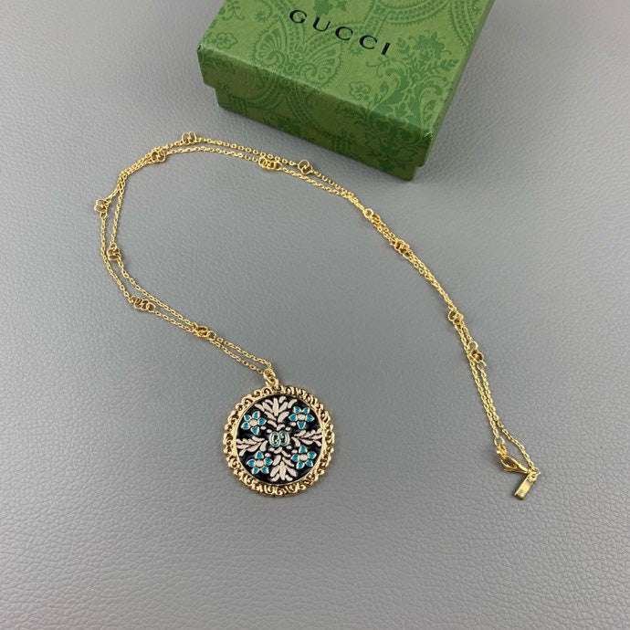 18K Gucci Double Iconic Floral Pendant Necklace