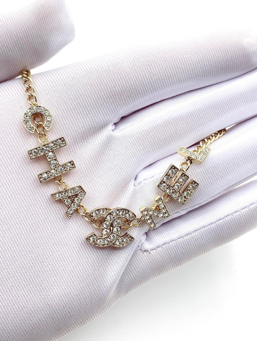 18K Chanel Script Diamonds Necklace