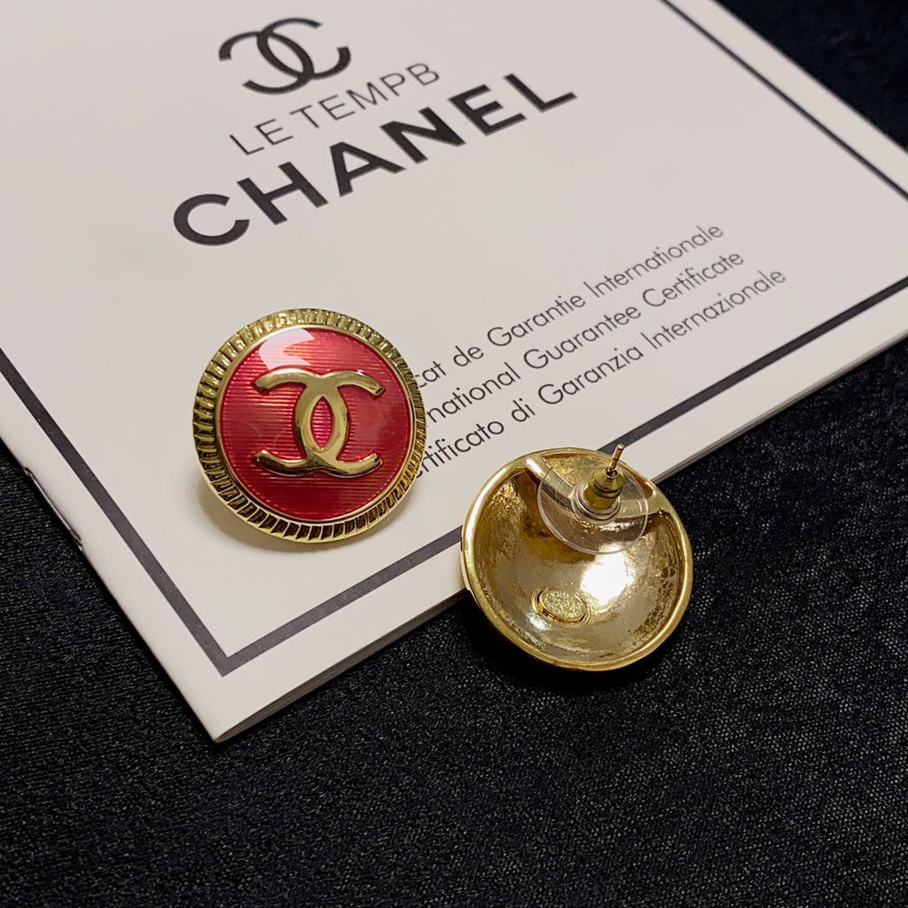 18K Chanel Red Earrings